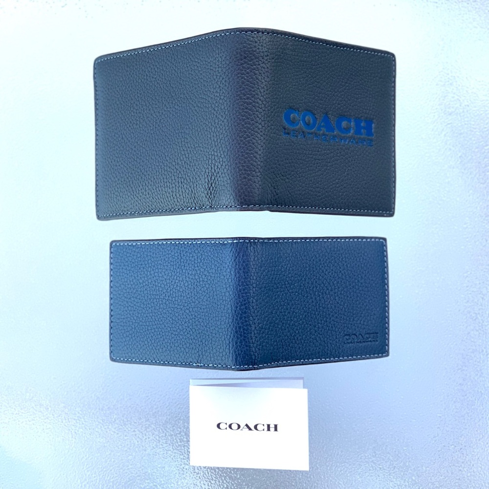 COACH 3-In-1 Midnight Navy/Deep Blue Bifold Billfold Wallet - Picture 5 of 6